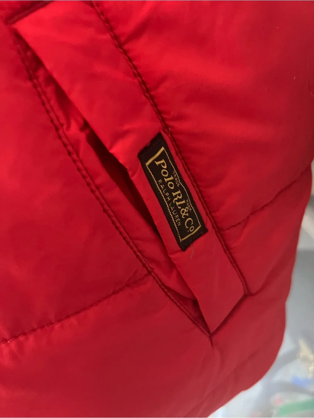 Ralph Lauren Navy Puff Reversible Vest with Red Interior